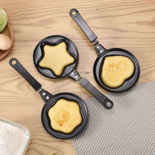 3-PCS Mini Non-Stick Egg Frying Pan Cartoon Shaped Omelette Cooker Mould for Breakfast Pancakes and Creative V888-ELOSUNG40886