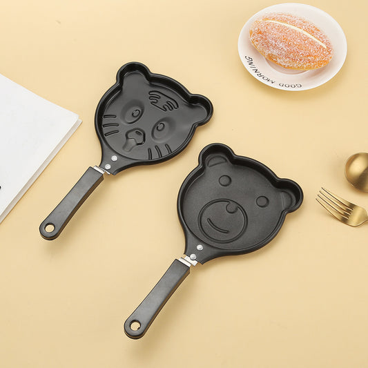 2-PCS Mini Non-Stick Egg Frying Pan Cartoon Shaped Omelette Cooker Mould for Breakfast Pancakes and Creative V888-ELOSUNG40888