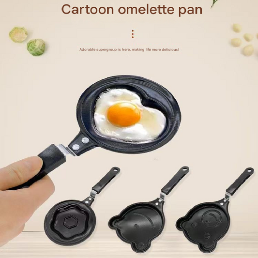 2-PCS Mini Non-Stick Egg Frying Pan Cartoon Shaped Omelette Cooker Mould for Breakfast Pancakes and Creative V888-ELOSUNG40889