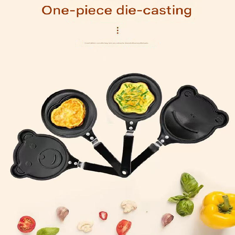 2-PCS Mini Non-Stick Egg Frying Pan Cartoon Shaped Omelette Cooker Mould for Breakfast Pancakes and Creative V888-ELOSUNG40889