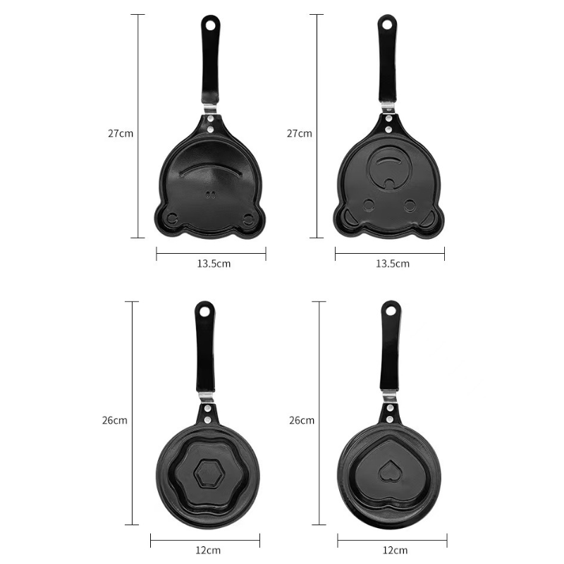 2-PCS Mini Non-Stick Egg Frying Pan Cartoon Shaped Omelette Cooker Mould for Breakfast Pancakes and Creative V888-ELOSUNG40889