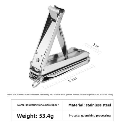 2-PCS Black 5-in-1 Foldable Stainless Steel Nail Clipper Multitool Keychain with Knife Scissors and File V888-ELOSUNG40899