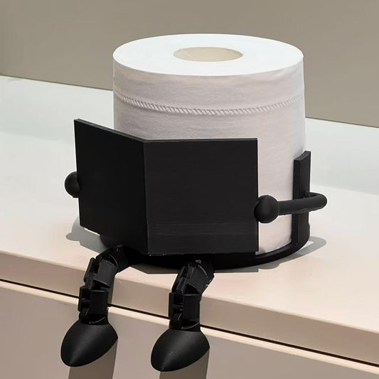 2-PCS Black Novelty 3D Printed Reading Figure Toilet Roll Holder Fun Desktop Paper Stand Ornament for V888-ELOSUNG40931