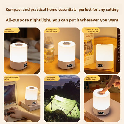 White Rechargeable LED Night Light with Remote Control Digital Clock Display 3 Color Modes Stepless Dimming V888-ELOSUNG40933