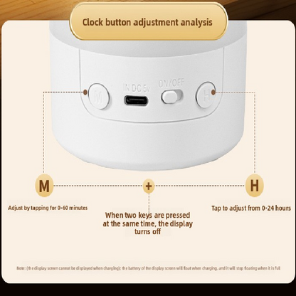 White Rechargeable LED Night Light with Remote Control Digital Clock Display 3 Color Modes Stepless Dimming V888-ELOSUNG40933