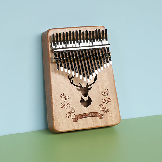 Natural-color forest deer 17 Key Kalimba Thumb Piano Solid Wood Portable Finger Piano for Beginners and Music V888-ELOSUNG40951