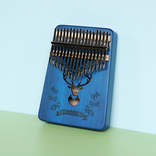 Sapphire blue forest deer 17 Key Kalimba Thumb Piano Solid Wood Portable Finger Piano for Beginners and Music V888-ELOSUNG40952