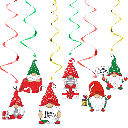 10 PCS Festive Gnome Christmas Hanging Swirl Decorations - Single Piece 18x15cm for Australian Homes V888-ELOSUNG41002