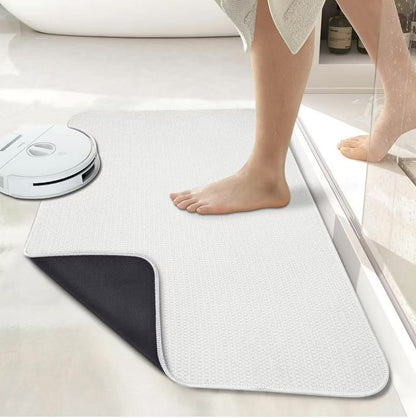 White Super Absorbent Diatomite Quick Dry Bath Mat 50x80cm - Non-Slip Rubber Backing for Australian Bathroom V888-ELOSUNG41010