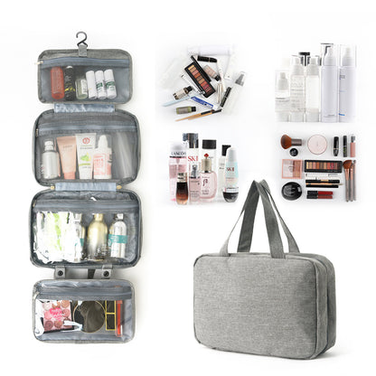 Gray Waterproof 4-Fold Hanging Toiletry Bag with Wet/Dry Separation for Australian Travel & Cosmetics V888-ELOSUNG41011