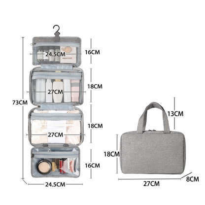 Gray Waterproof 4-Fold Hanging Toiletry Bag with Wet/Dry Separation for Australian Travel & Cosmetics V888-ELOSUNG41011