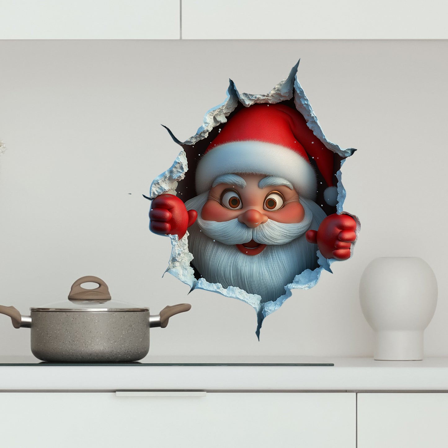 10 PCS Creative 3D Santa Claus Peeking Through Wall Christmas Wall Sticker for Australian Homes V888-ELOSUNG41013