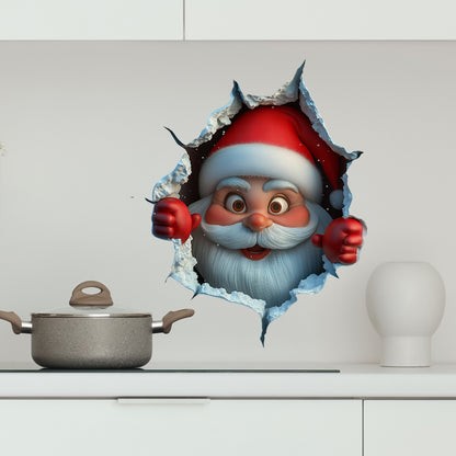 10 PCS Creative 3D Santa Claus Peeking Through Wall Christmas Wall Sticker for Australian Homes V888-ELOSUNG41013