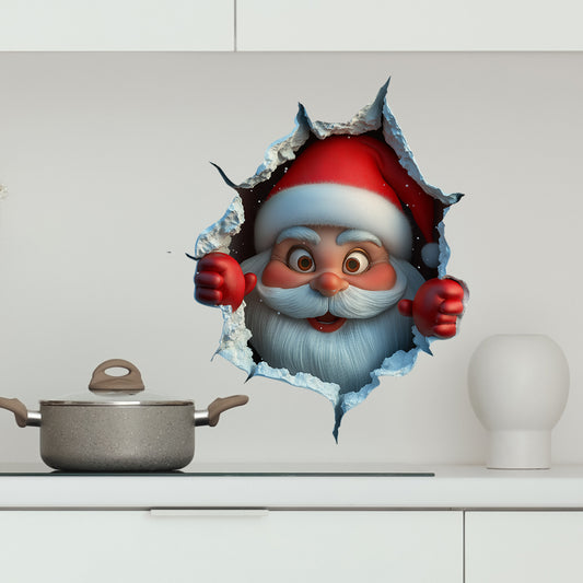 10 PCS Creative 3D Santa Claus Peeking Through Wall Christmas Wall Sticker for Australian Homes V888-ELOSUNG41013
