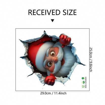 10 PCS Creative 3D Santa Claus Peeking Through Wall Christmas Wall Sticker for Australian Homes V888-ELOSUNG41013