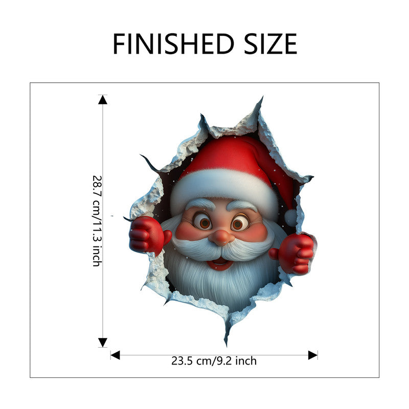 10 PCS Creative 3D Santa Claus Peeking Through Wall Christmas Wall Sticker for Australian Homes V888-ELOSUNG41013