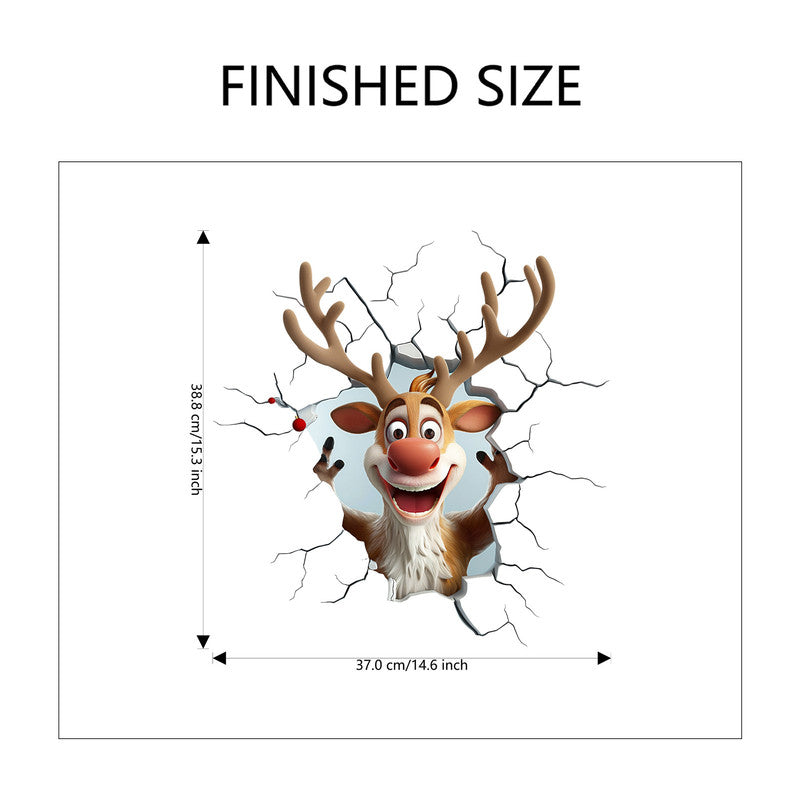 10 PCS Creative 3D Reindeer Peeking Through Wall Christmas PVC Wall Decal for Australian Homes V888-ELOSUNG41014