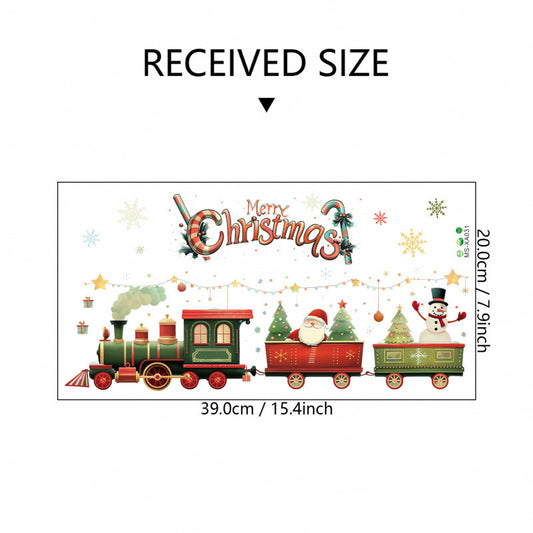 10 PCS Christmas Train with Santa & Snowman PVC Wall Sticker for Australian Shop Windows & Home Decor V888-ELOSUNG41015