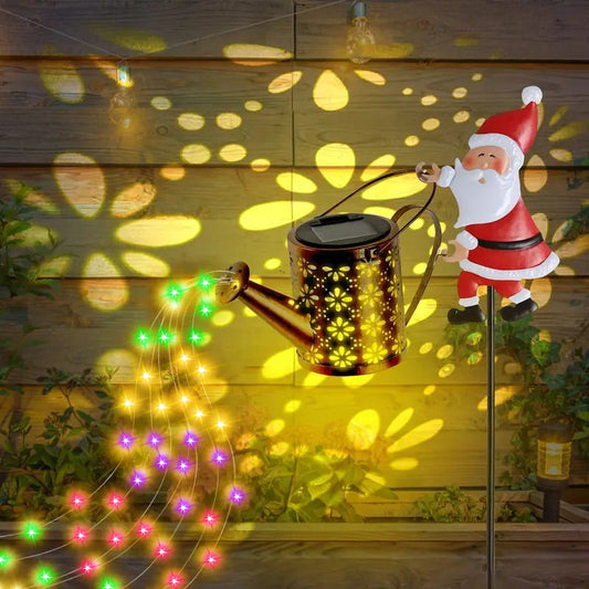 Colorful lights Solar Powered Santa Claus Garden Stake Light with Metal Watering Can - Colourful LED V888-ELOSUNG41021