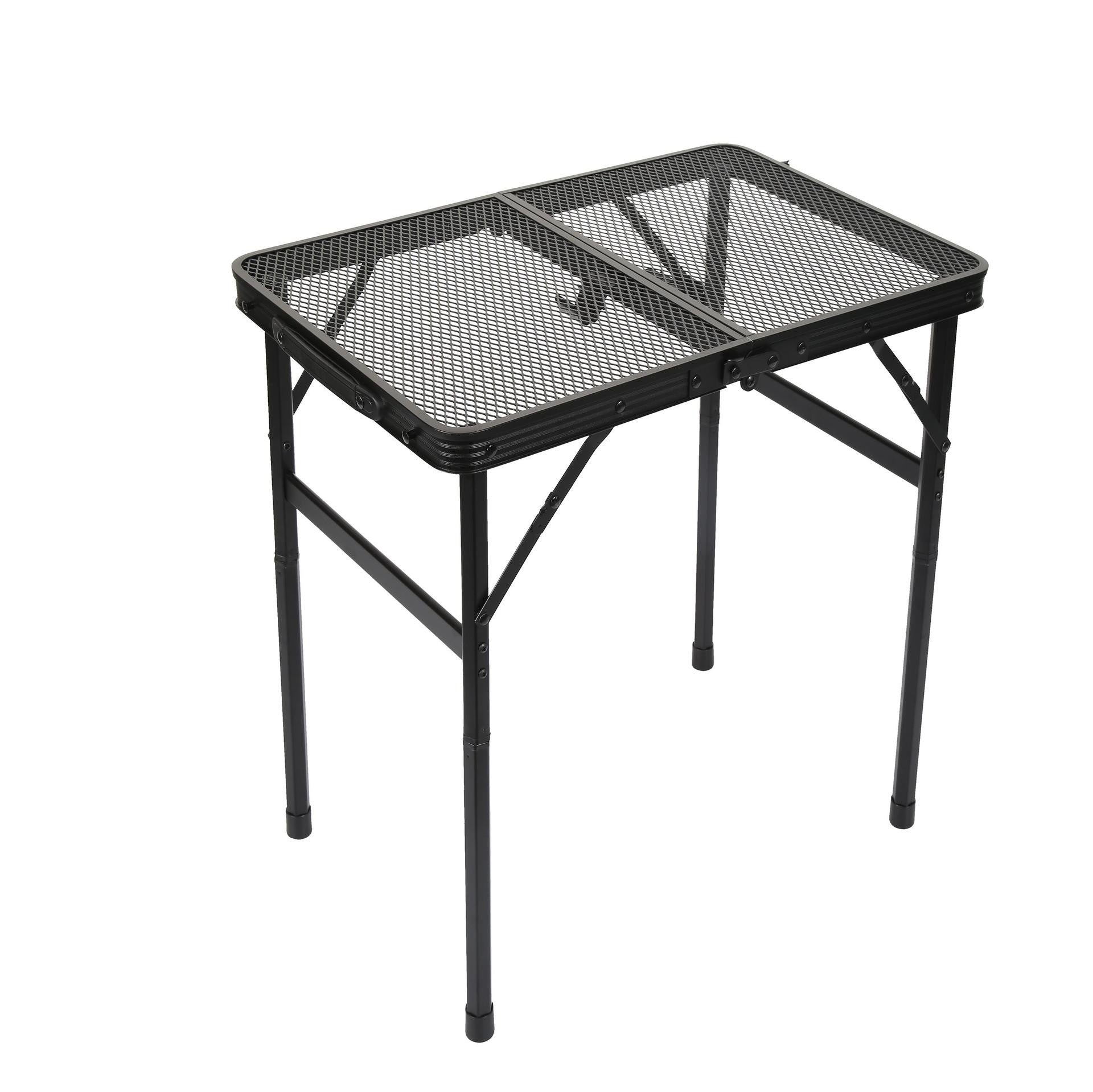 Portable Folding Camping Table 60x40cm - Adjustable Height Heat Resistant Mesh Top - Lightweight Aluminum V888-ELOSUNG41025