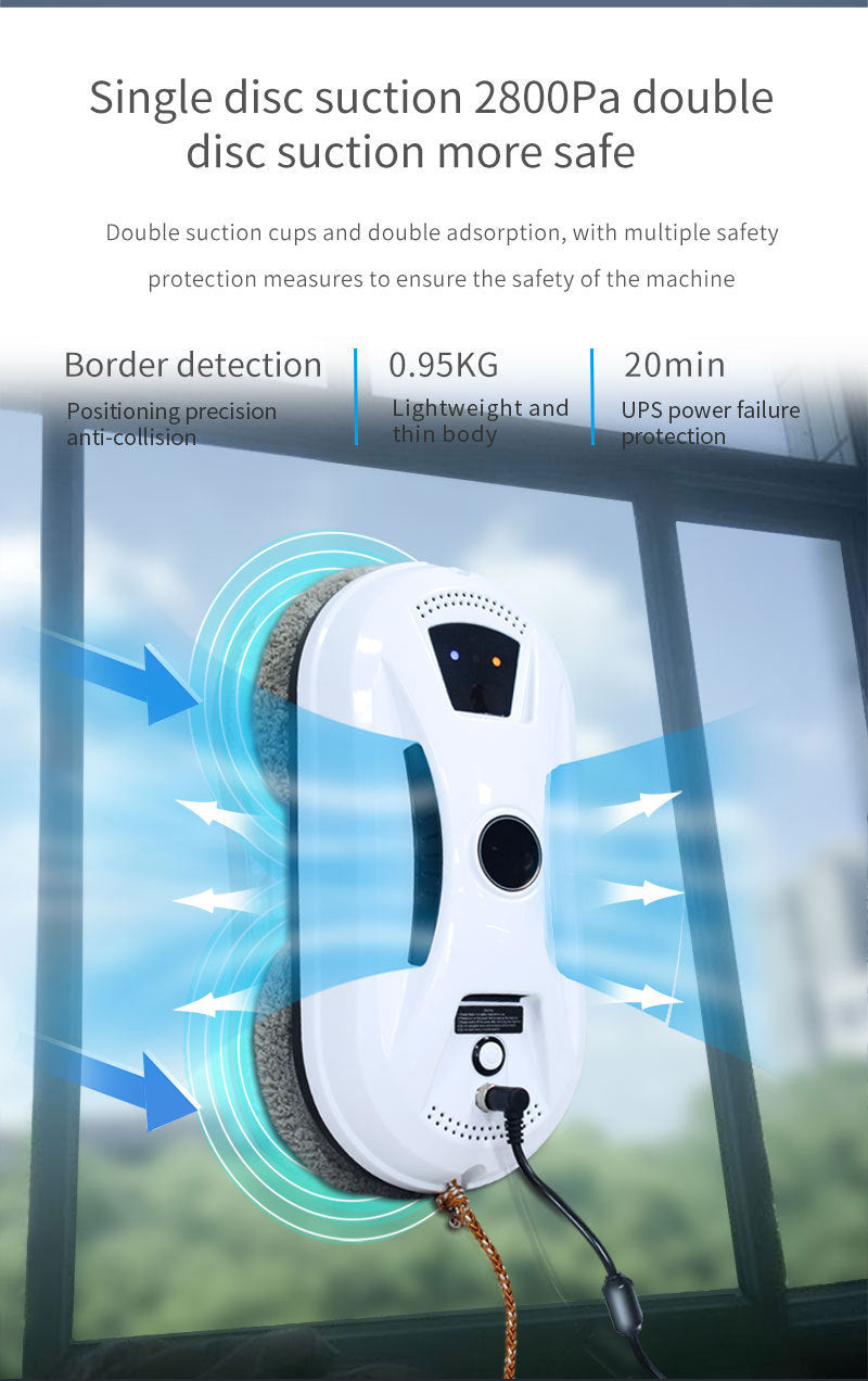 Smart Robot Window Cleaner - Automatic Glass Cleaning Washer with Remote Control - 2800Pa Suction & UPS V888-ELOSUNG41027