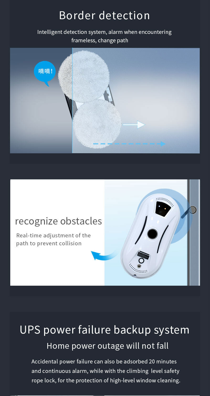 Smart Robot Window Cleaner - Automatic Glass Cleaning Washer with Remote Control - 2800Pa Suction & UPS V888-ELOSUNG41027