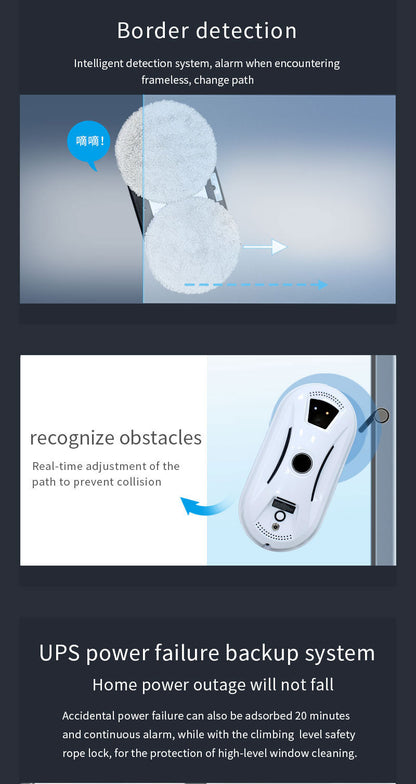 Smart Robot Window Cleaner - Automatic Glass Cleaning Washer with Remote Control - 2800Pa Suction & UPS V888-ELOSUNG41027