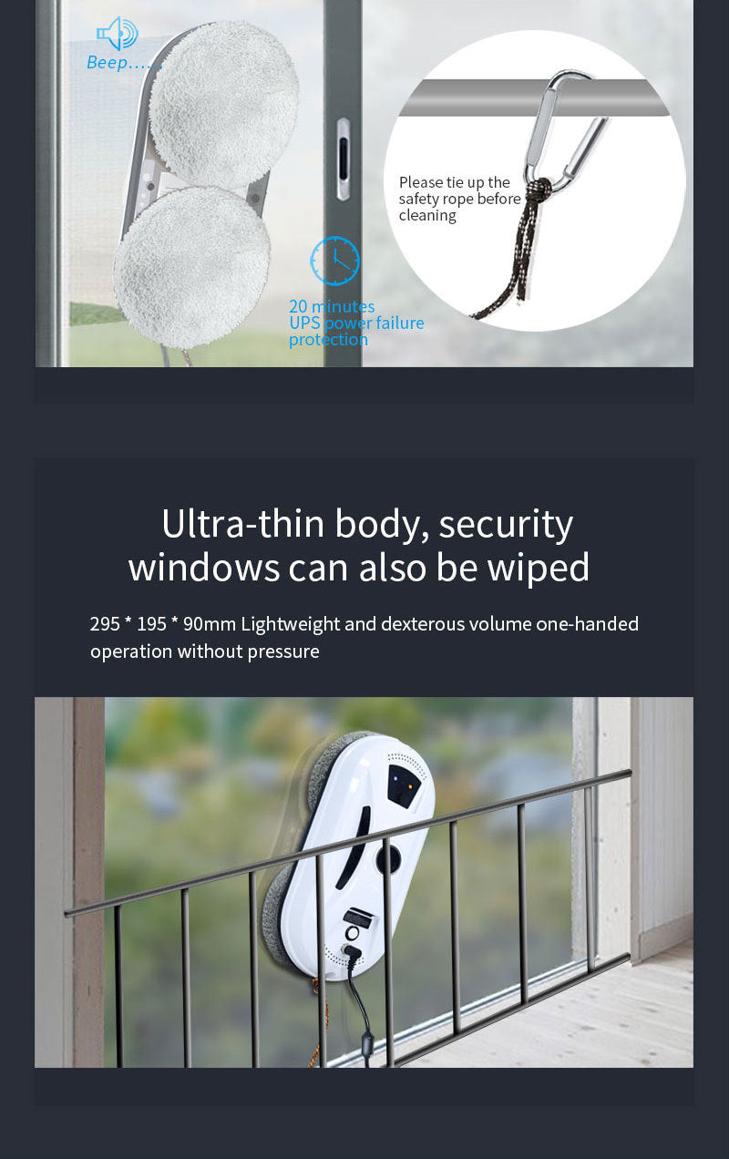 Smart Robot Window Cleaner - Automatic Glass Cleaning Washer with Remote Control - 2800Pa Suction & UPS V888-ELOSUNG41027
