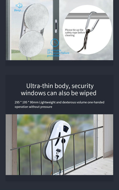 Smart Robot Window Cleaner - Automatic Glass Cleaning Washer with Remote Control - 2800Pa Suction & UPS V888-ELOSUNG41027
