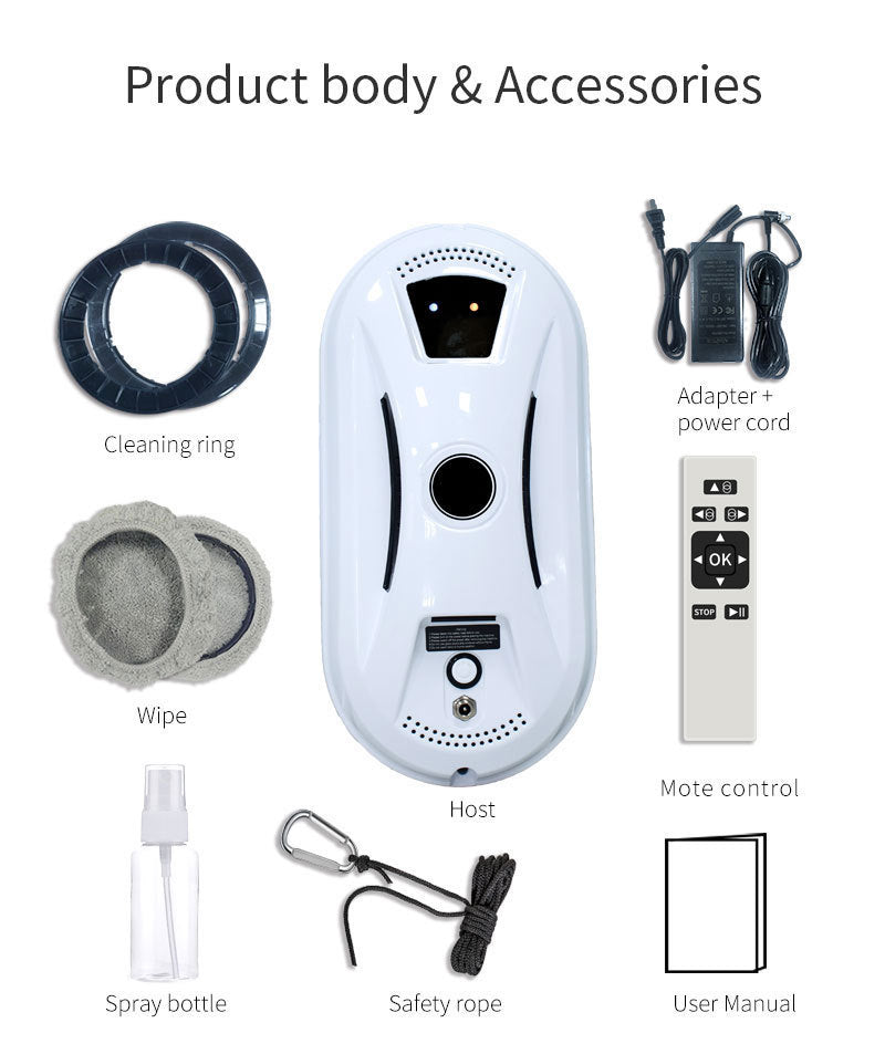 Smart Robot Window Cleaner - Automatic Glass Cleaning Washer with Remote Control - 2800Pa Suction & UPS V888-ELOSUNG41027