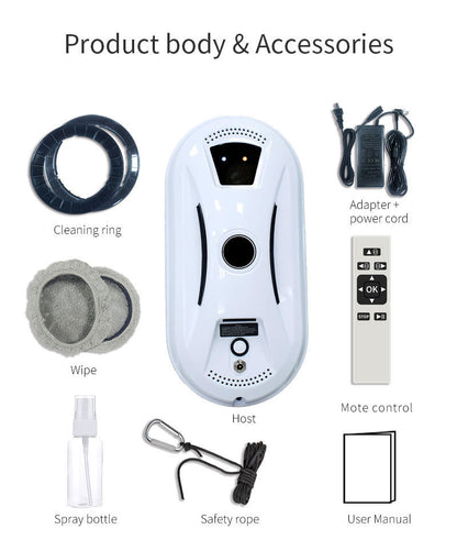 Smart Robot Window Cleaner - Automatic Glass Cleaning Washer with Remote Control - 2800Pa Suction & UPS V888-ELOSUNG41027