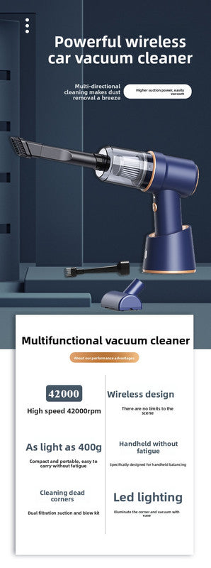 Cordless Handheld Car Vacuum Cleaner 2-in-1 Air Duster Blower 120W High Power Portable Mini Detailer for Auto V888-ELOSUNG41041
