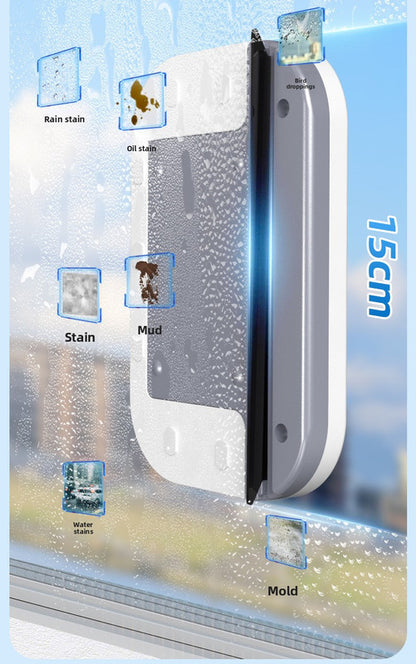 Magnetic Double Sided Window Cleaner for 18-30mm Double Glazed Glass High Rise Safety Wiper Tool White V888-ELOSUNG41045