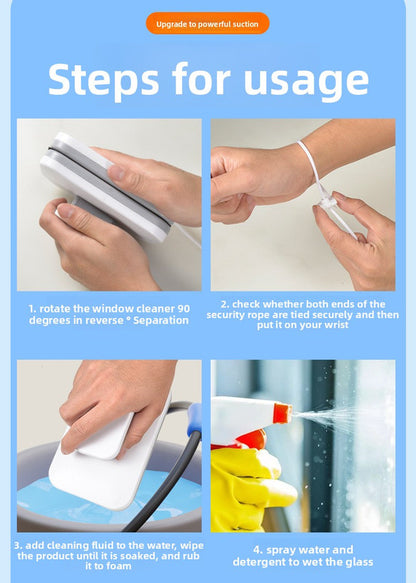 Magnetic Double Sided Window Cleaner for 18-30mm Double Glazed Glass High Rise Safety Wiper Tool White V888-ELOSUNG41045