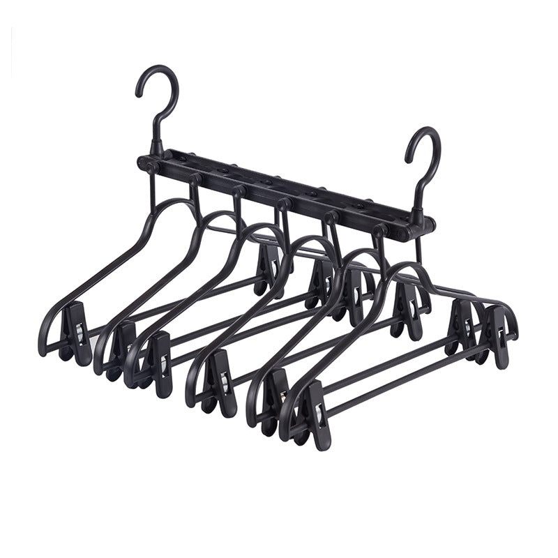 2-SET Space-Saving 6-in-1 Foldable Hanger Set Multi-Functional Closet Organizer Clothes Drying Rack with Pant V888-ELOSUNG41057