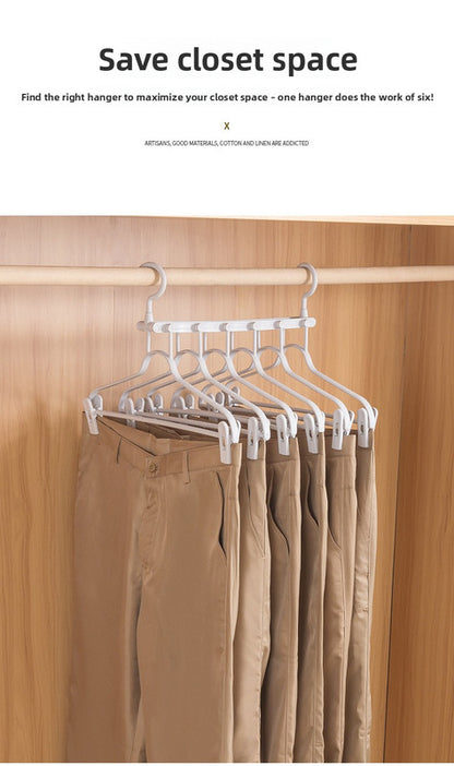 2-SET Space-Saving 6-in-1 Foldable Hanger Set Multi-Functional Closet Organizer Clothes Drying Rack with Pant V888-ELOSUNG41057