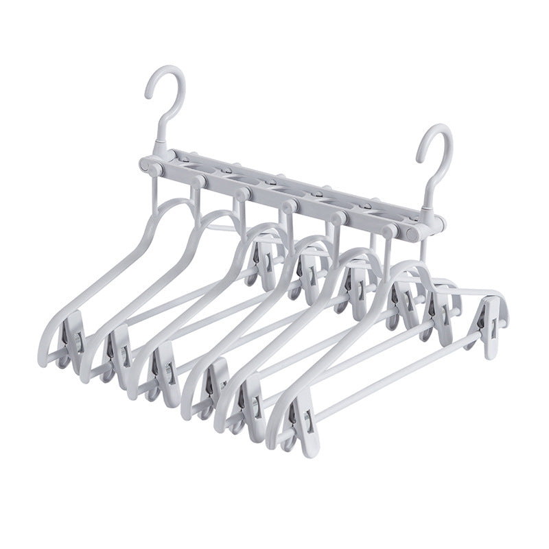 2-SET Space-Saving 6-in-1 Foldable Hanger Set Multi-Functional Closet Organizer Clothes Drying Rack with Pant V888-ELOSUNG41058