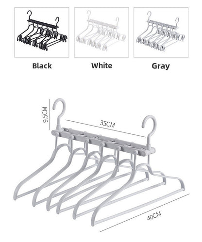2-SET Space-Saving 6-in-1 Foldable Hanger Set Multi-Functional Closet Organizer Clothes Drying Rack with Pant V888-ELOSUNG41058