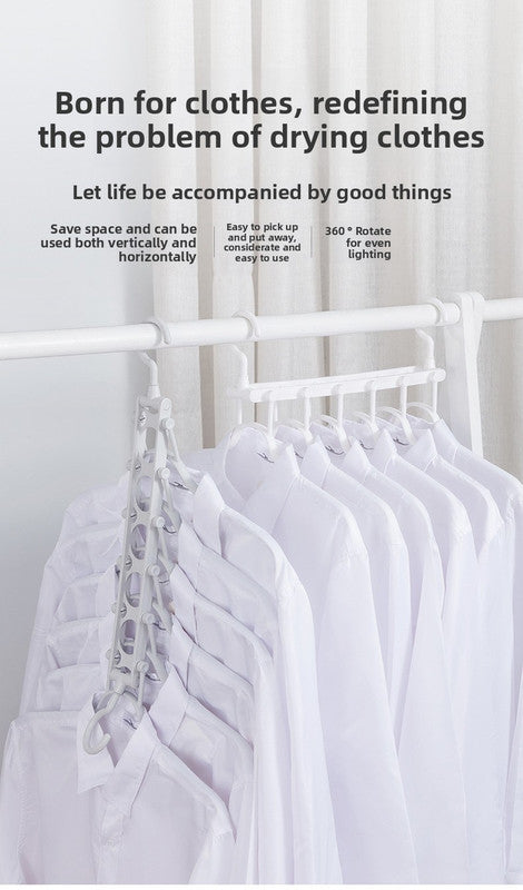 2-SET Space-Saving 6-in-1 Foldable Hanger Set Multi-Functional Closet Organizer Clothes Drying Rack with Pant V888-ELOSUNG41058