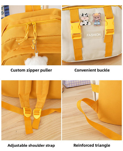 5 Piece Aesthetic School Backpack Set Purple Oxford Fabric Fits 14 Inch Laptop V888-ELOSUNG41061