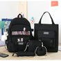 5 Piece Aesthetic School Backpack Set Black Oxford Fabric Fits 14 Inch Laptop V888-ELOSUNG41063