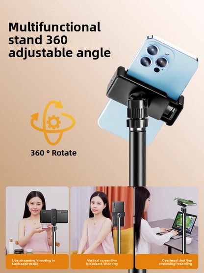 1.7m Black Tripod Stand with Phone Holder Adjustable Floor Stand for Live Streaming Vlogging Overhead Video V888-ELOSUNG41070