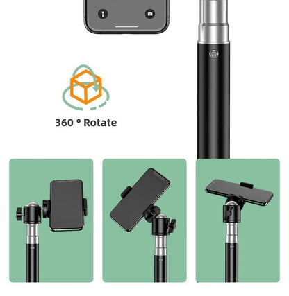 1.7m Black Tripod Stand with Phone Holder Adjustable Floor Stand for Live Streaming Vlogging Overhead Video V888-ELOSUNG41070