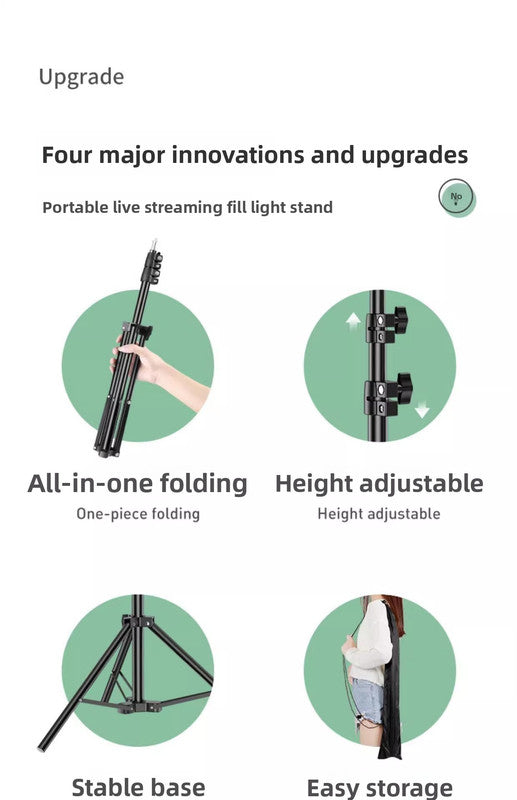2.4m Black Tripod Stand with Phone Holder Adjustable Floor Stand for Live Streaming Vlogging Overhead Video V888-ELOSUNG41071