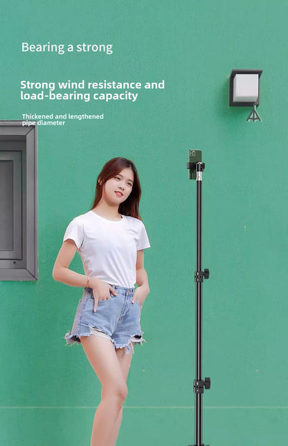 2.4m Black Tripod Stand with Phone Holder Adjustable Floor Stand for Live Streaming Vlogging Overhead Video V888-ELOSUNG41071