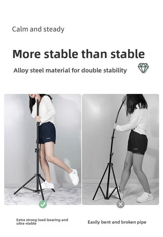 2.4m Black Tripod Stand with Phone Holder Adjustable Floor Stand for Live Streaming Vlogging Overhead Video V888-ELOSUNG41071