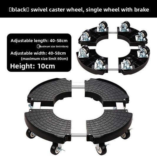 Black Round Adjustable Plant Pot Caddy Stand with Wheels Heavy Duty Rolling Gas Cylinder Tray Dolly for V888-ELOSUNG41076