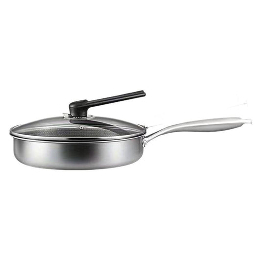 Stainless Steel Non-Stick Frying Pan 28CM Honeycomb Wok Skillet with Lid Induction Compatible Cookware Silver V888-ELOSUNG41096