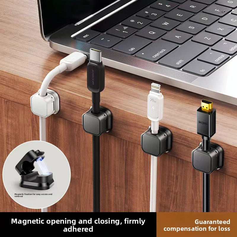 Black 6-Pack Magnetic Cable Organiser Clips Desktop Cord Management for Phone Charger USB Cable Holder V888-ELOSUNG41136