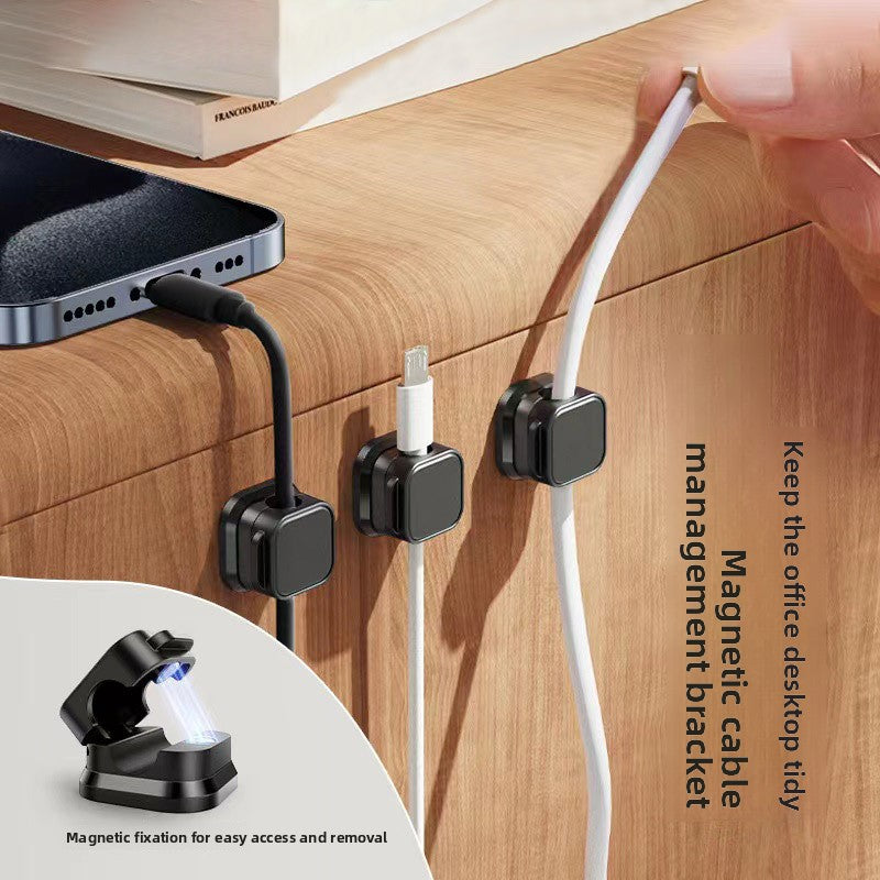 White 6-Pack Magnetic Cable Organiser Clips Desktop Cord Management for Phone Charger USB Cable Holder V888-ELOSUNG41137